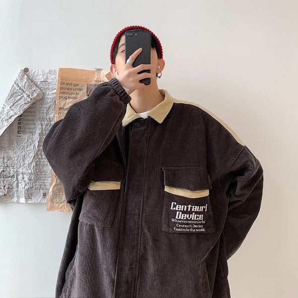 2019 autumn and winter college wind korean version of the couple fashion trend corduroy men's casual jacket streetwear, Black;brown
2019 autumn and winter college wind korean version of the couple fashion trend corduroy men's casual jacket streetwear, Black;brown