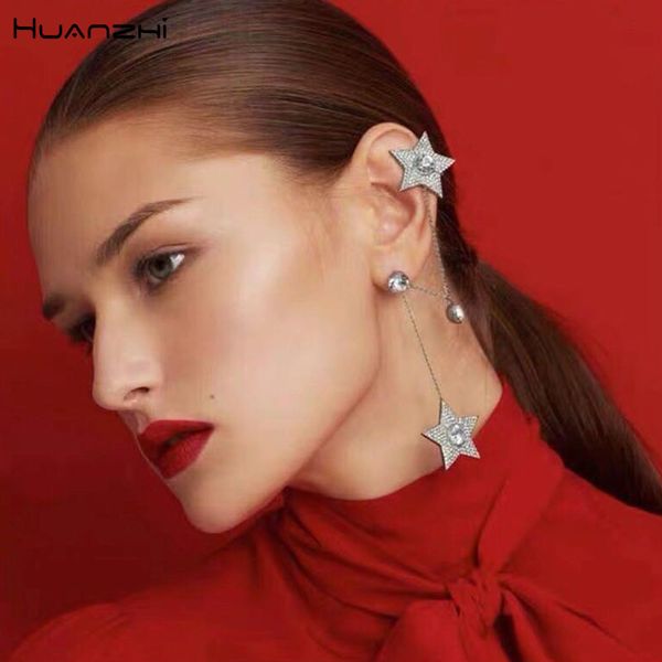 huanzhi 2019 new silver color alloy dangle earrings long exaggerated pentagram zircon geometric tassel crystal earring for women, Golden
huanzhi 2019 new silver color alloy dangle earrings long exaggerated pentagram zircon geometric tassel crystal earring for women, Golden