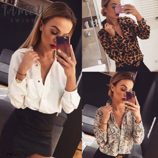 fashion women long sleeve v neck casual shirt leopard print applique blouse shirts plus size hot, White
fashion women long sleeve v neck casual shirt leopard print applique blouse shirts plus size hot, White