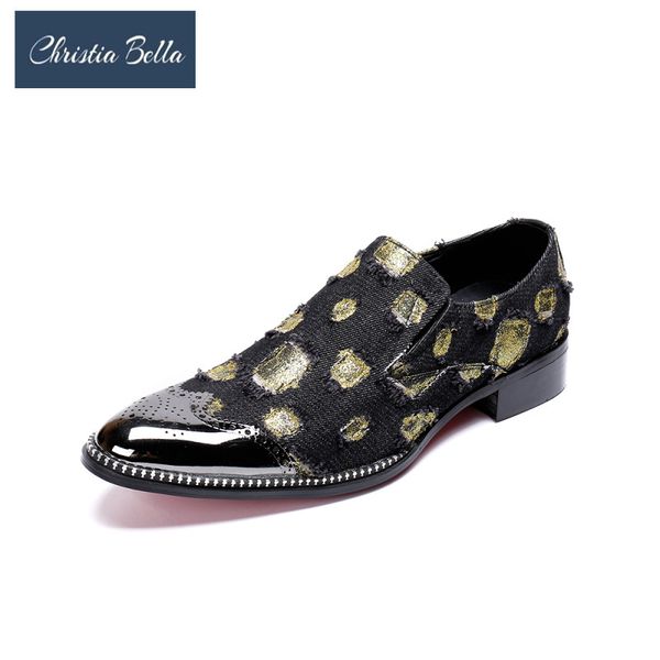 christia bella simple print leather men office shoes new fashion large size metal head slip on pointed formal party dress shoes, Black
christia bella simple print leather men office shoes new fashion large size metal head slip on pointed formal party dress shoes, Black