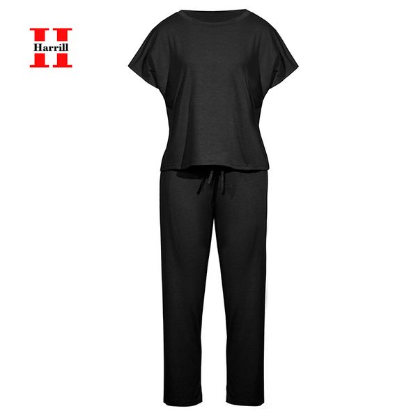 2pcs clothing set women o-neck short sleeve elasticity drawstring trousers suit for women streetwear clothing set, White