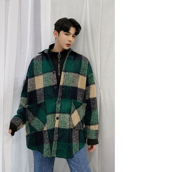 men's jacket 2019 autumn and winter new loose long-sleeved plaid loose jacket youth personality fashion trend men's clothing, Black
men's jacket 2019 autumn and winter new loose long-sleeved plaid loose jacket youth personality fashion trend men's clothing, Black