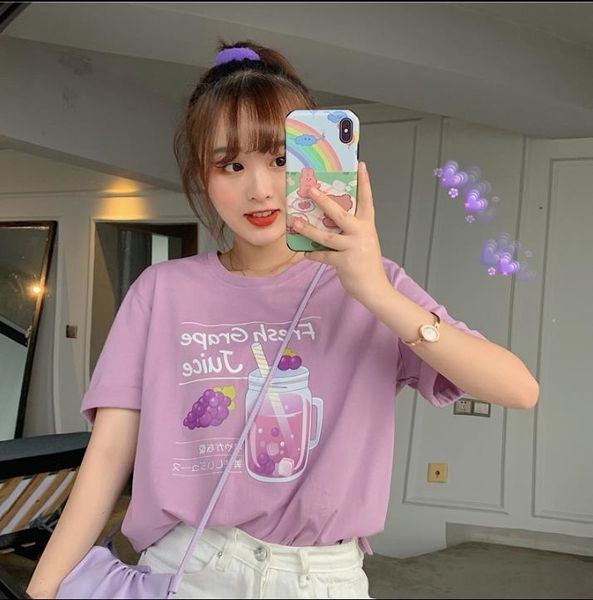466gv t-shirt loose student short-sleeved coat juice printed h2832 t-shirt female loose student short-sleeved coat juice printed fem, White
466gv t-shirt loose student short-sleeved coat juice printed h2832 t-shirt female loose student short-sleeved coat juice printed fem, White