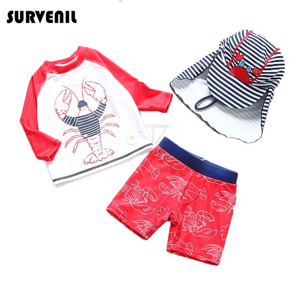 children's swimsuit for boys 2019 summer kids swimwear cartoon lobster red swimsuit boy long sleeve rashguard beach bathing suit, White;black
children's swimsuit for boys 2019 summer kids swimwear cartoon lobster red swimsuit boy long sleeve rashguard beach bathing suit, White;black