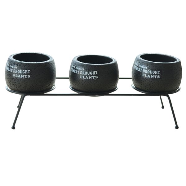 set of 3 cement succulent planter pots round flower pot black flower planter with iron metal shelf (3 pots + 1 stand
set of 3 cement succulent planter pots round flower pot black flower planter with iron metal shelf (3 pots + 1 stand
