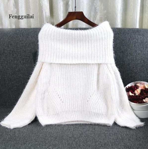 one word collar sweater female 2020 autumn winter new loose students wild jackets short knit jacket thickening women's clothing, White;black
one word collar sweater female 2020 autumn winter new loose students wild jackets short knit jacket thickening women's clothing, White;black