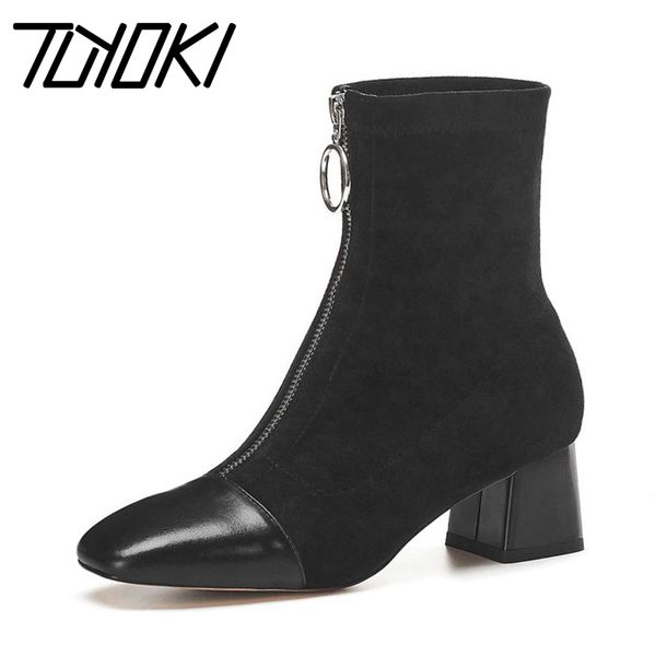 tuyoki women real leather office lady front zipper fashion ankle boots winter warm square heel shoes woman footwear size 34-39, Black
tuyoki women real leather office lady front zipper fashion ankle boots winter warm square heel shoes woman footwear size 34-39, Black