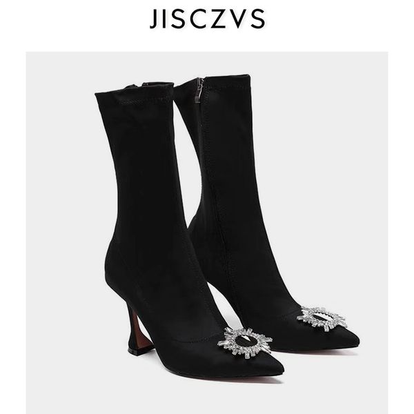 women crystal embellished pointed toe thigh high boots cup heel elastic slim fit boots winter formal party evening shoes women, Black
women crystal embellished pointed toe thigh high boots cup heel elastic slim fit boots winter formal party evening shoes women, Black
