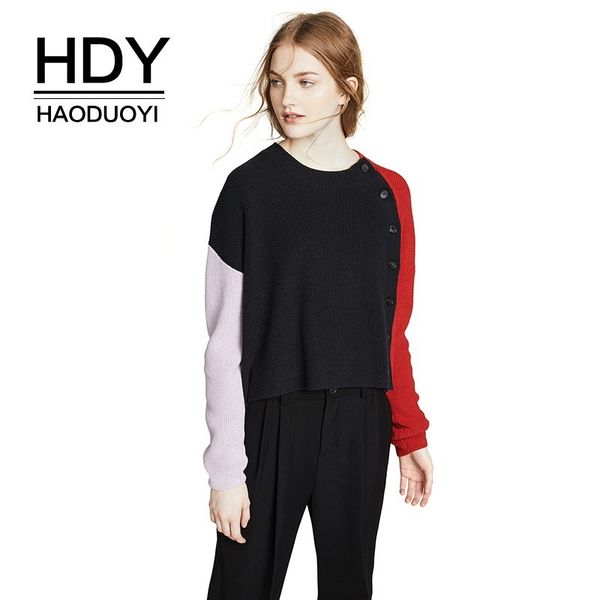 hdy haoduoyi 2019 new arrival western style patchwork pullovers simple commuter witty ladies casual fit sweaters, White;black
hdy haoduoyi 2019 new arrival western style patchwork pullovers simple commuter witty ladies casual fit sweaters, White;black