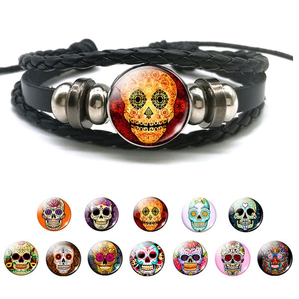 men steampunk sugar skull alloy button black braided wrap bracelet day of the dead jewelry women charm bracelet, Golden;silver
men steampunk sugar skull alloy button black braided wrap bracelet day of the dead jewelry women charm bracelet, Golden;silver