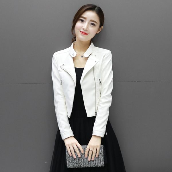 new pink white leather female student short section slim spring and autumn leather jacket pu locomotive small jacket jq65, Black
new pink white leather female student short section slim spring and autumn leather jacket pu locomotive small jacket jq65, Black