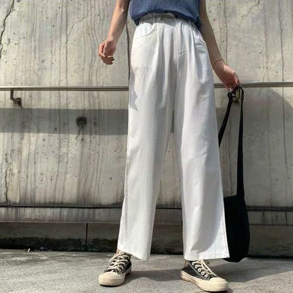 women's pants & capris women spring summer elastic high waist straight loose casual trousers 2021 korean style all-mach ladies p621, Black;white
women's pants & capris women spring summer elastic high waist straight loose casual trousers 2021 korean style all-mach ladies p621, Black;white