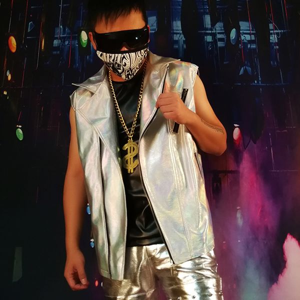 men fashion hip hop cool silver vest coat stage party costume custom made male streetwear sleeveless motorcycle jacket, Black;white
men fashion hip hop cool silver vest coat stage party costume custom made male streetwear sleeveless motorcycle jacket, Black;white