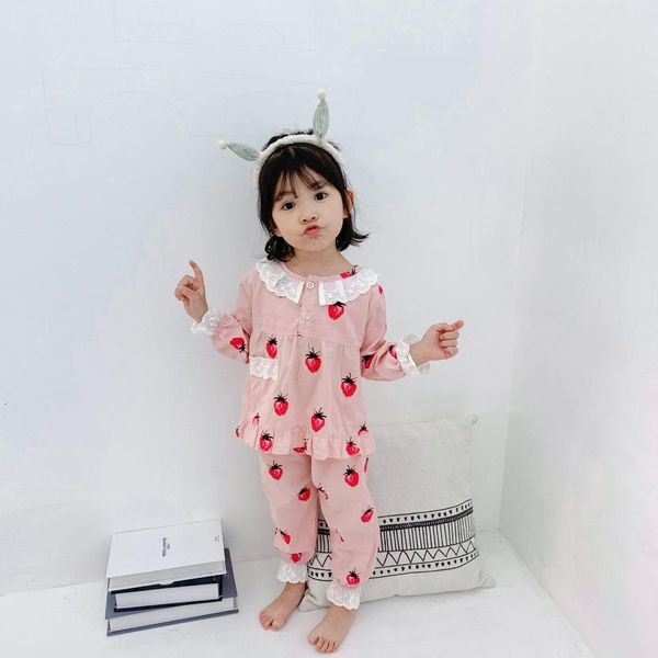 boutique cotton cute strawberry long sleeve girl kids fall pajamas 2019, Blue;red
boutique cotton cute strawberry long sleeve girl kids fall pajamas 2019, Blue;red