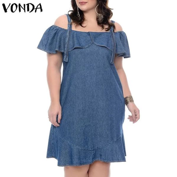 casual dresses vonda 2021 summer loose demin dress strap ruffled party solid color mini sundress plus size beach robe, Black;gray
casual dresses vonda 2021 summer loose demin dress strap ruffled party solid color mini sundress plus size beach robe, Black;gray