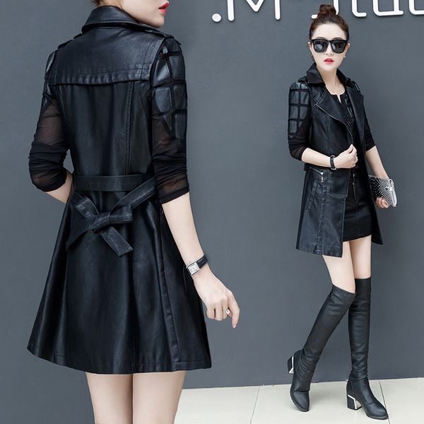 autumn faux leather blazer vest womens long slim waistcoat pu leather jacket suit vest woman locomotive coat size 3xl, Black
autumn faux leather blazer vest womens long slim waistcoat pu leather jacket suit vest woman locomotive coat size 3xl, Black
