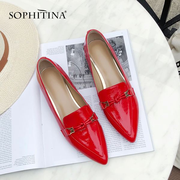 sophitina pointed toe women's pumps fashion patent leather slip-on casual spring shoes comfortable shallow new pumps so91, Black
sophitina pointed toe women's pumps fashion patent leather slip-on casual spring shoes comfortable shallow new pumps so91, Black