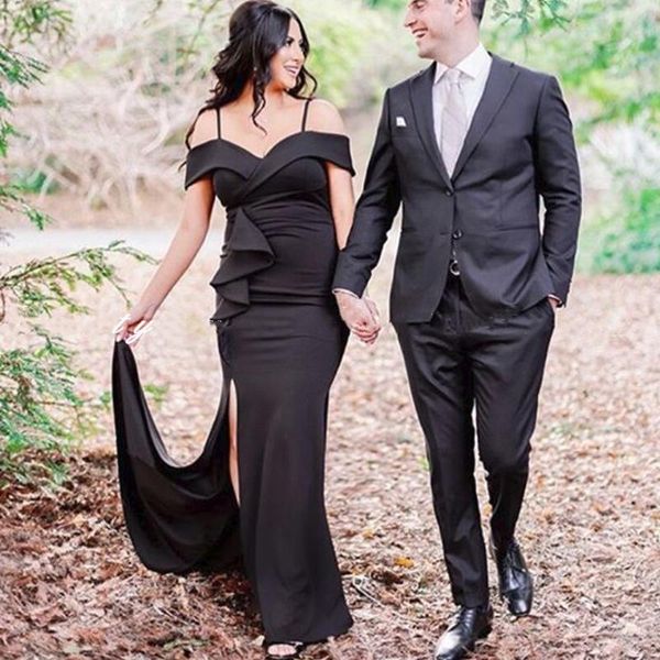 black mermaid prom dresses spaghetti side split ruffles long women formal evening party gowns customized vestidos de feista b16
black mermaid prom dresses spaghetti side split ruffles long women formal evening party gowns customized vestidos de feista b16