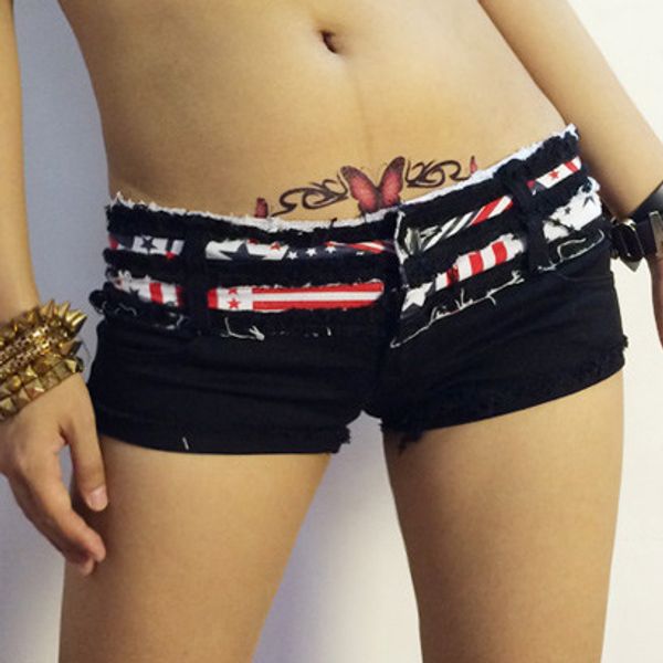 women low waist micro denim shorts star stripe booty shorts print ripped casual summer jeans tight mini club, Blue
women low waist micro denim shorts star stripe booty shorts print ripped casual summer jeans tight mini club, Blue