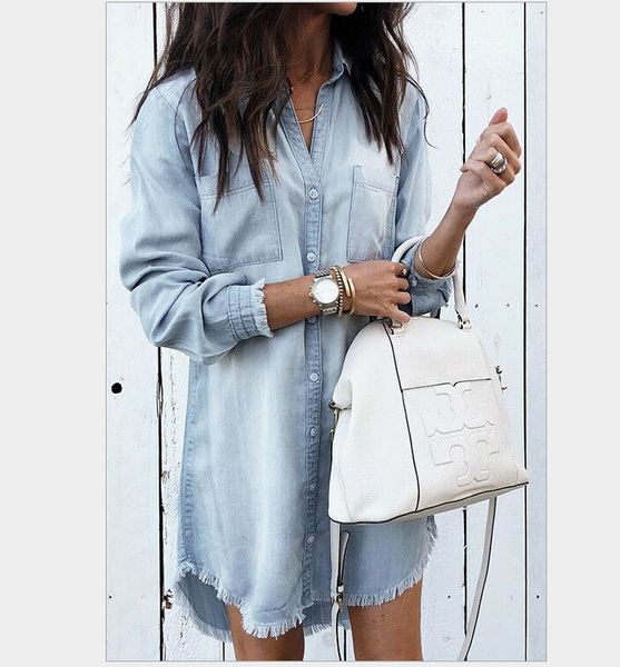 fashion women plus size long denim shirt casual long sleeve turn-down collar button tassels loose vintage blouses female clothes, White
fashion women plus size long denim shirt casual long sleeve turn-down collar button tassels loose vintage blouses female clothes, White