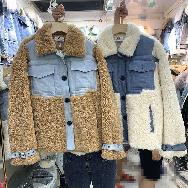 2019 autumn winter new loose jeans spliced parka jacket womens thick lamb fur short cotton-padded clothes girls lady warm coats, Black
2019 autumn winter new loose jeans spliced parka jacket womens thick lamb fur short cotton-padded clothes girls lady warm coats, Black