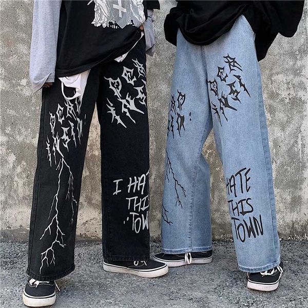 harajuku high waist female clothes streetwear letters ladies jeans hip hop thorns ladies denim couple pants black boyfriends, Blue
harajuku high waist female clothes streetwear letters ladies jeans hip hop thorns ladies denim couple pants black boyfriends, Blue