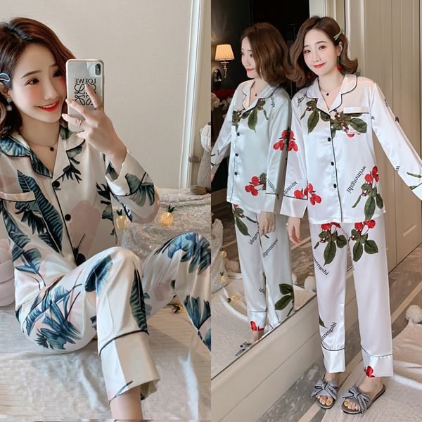 women's autumn imitation silk long sleeve trousers cartoon cute simulation pajamas pajamas sweet leisure home clothes suit, Blue;red
women's autumn imitation silk long sleeve trousers cartoon cute simulation pajamas pajamas sweet leisure home clothes suit, Blue;red