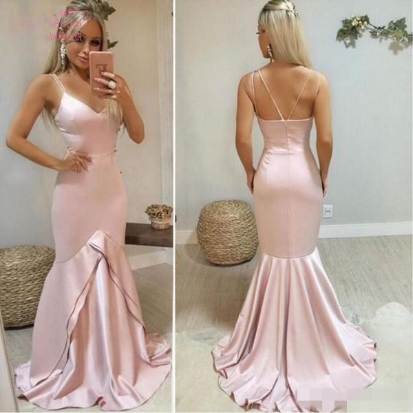 2020 pink prom dresses mermaid spaghetti straps elastic satin tiered skirt sweep train custom made formal eevening gown vestido, Black
2020 pink prom dresses mermaid spaghetti straps elastic satin tiered skirt sweep train custom made formal eevening gown vestido, Black
