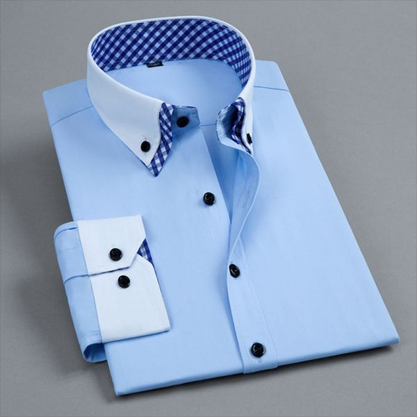 men korean style dress formal shirts business work wear single breasted camisa wash and wear suit base shirts, White;black
men korean style dress formal shirts business work wear single breasted camisa wash and wear suit base shirts, White;black