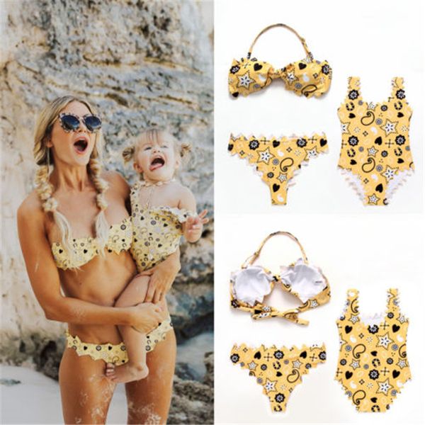 Women Baby Girls Swimwear Bikini Set Bathing Beachwear Family Matching Floral Print 2pcs Halter Panties or Bodysuit Swimsuit Hot
Women Baby Girls Swimwear Bikini Set Bathing Beachwear Family Matching Floral Print 2pcs Halter Panties or Bodysuit Swimsuit Hot