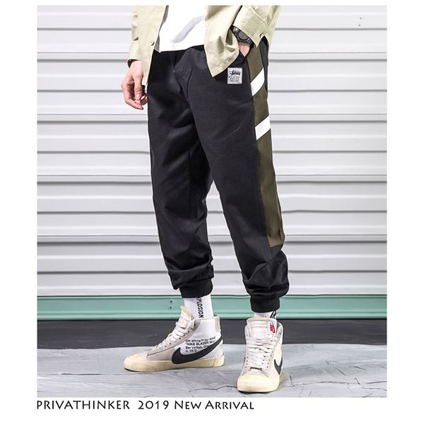 men side striped joggers pants 2019 mens streetwear cargo pants male fashions hip hop sweatpants plus size overalls, Black
men side striped joggers pants 2019 mens streetwear cargo pants male fashions hip hop sweatpants plus size overalls, Black