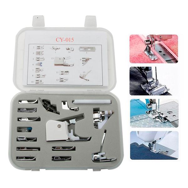 15pcs metal domestic sewing machine multifunction presser foot feet kit set sewing accessories arts crafts apparel tools, Black
15pcs metal domestic sewing machine multifunction presser foot feet kit set sewing accessories arts crafts apparel tools, Black