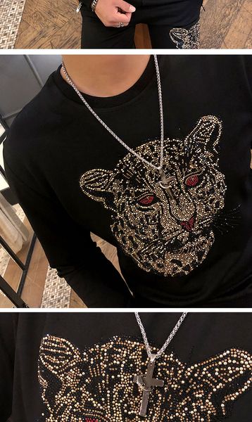 mens t leopard rhinestone beading elastic sleeve black shirt set long with pants sweatshirts waist mens set fashion/studio/bling style idlw
mens t leopard rhinestone beading elastic sleeve black shirt set long with pants sweatshirts waist mens set fashion/studio/bling style idlw