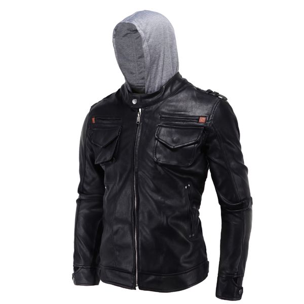 europe and america elegant men's wear carrie leather coat simple locomotive hooded fashion leather coat ultra-large size d0, Black
europe and america elegant men's wear carrie leather coat simple locomotive hooded fashion leather coat ultra-large size d0, Black