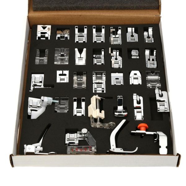 7/8/11/32pcs sewing machine supplies presser foot feet for sewing machines feet kit set with box for brother singer janome, Black
7/8/11/32pcs sewing machine supplies presser foot feet for sewing machines feet kit set with box for brother singer janome, Black