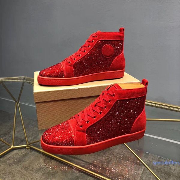 fashion designer red bottom trainer for men women red rhinestone casual high winter sneakers with box,eu35-47, Black
fashion designer red bottom trainer for men women red rhinestone casual high winter sneakers with box,eu35-47, Black
