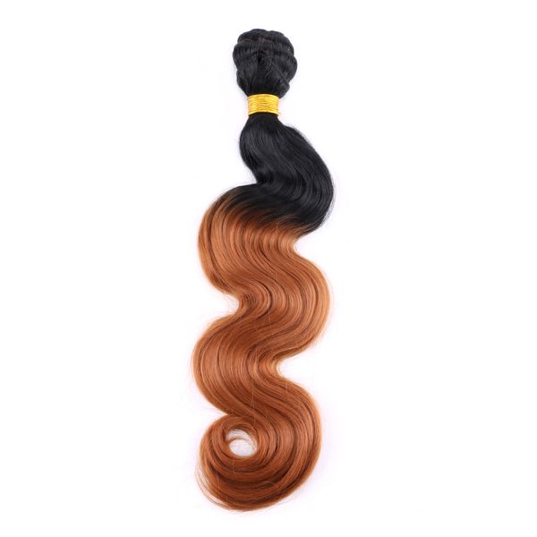 

100g/piece Ombre Hair Bundles Soft Body Wave 1B/30 Synthetic Hair Extensions Restyleable High Temperature Fiber Hair Weft For Black Women