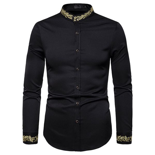 men now shirt streetwear fashion social clothing standing collar embroidery printed slim fit business male shirt hip hop, White;black
men now shirt streetwear fashion social clothing standing collar embroidery printed slim fit business male shirt hip hop, White;black
