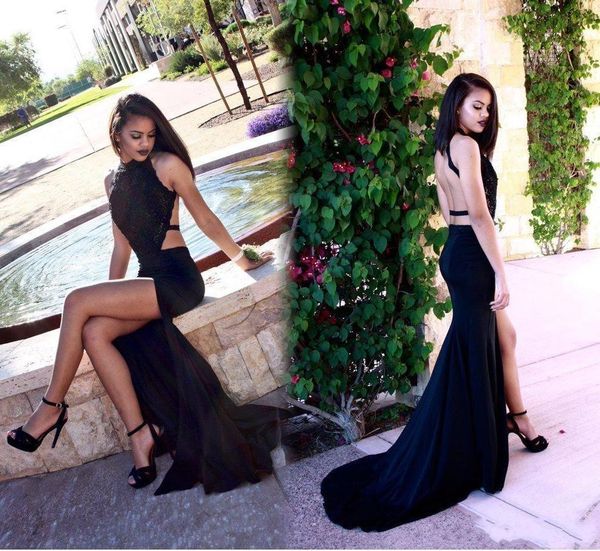 2020 new black lace evening dresses with sheer long sleeves mermaid prom gowns guest gowns party dresses vestidos de festa, Black;red 
2020 new black lace evening dresses with sheer long sleeves mermaid prom gowns guest gowns party dresses vestidos de festa, Black;red