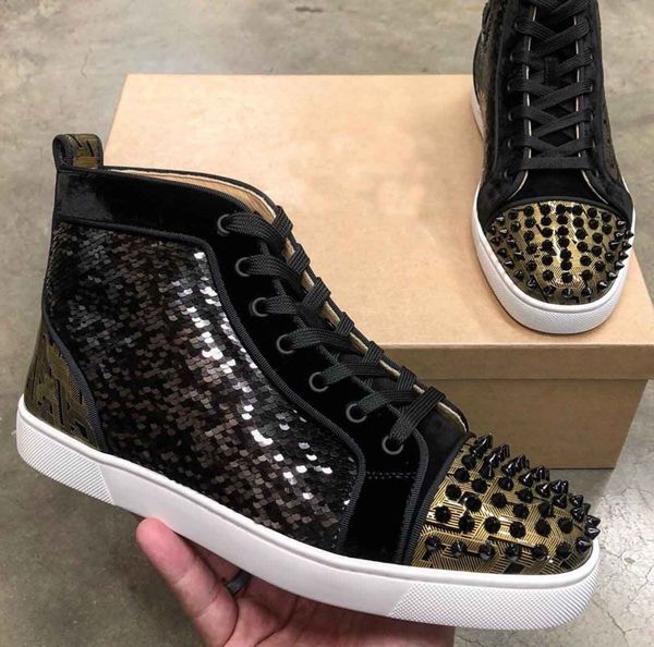 new style brand beads leather high spikes red bottom sneakers men,women casual loubitag -- 2020 fashion party dress wedding eu35-47, Black
new style brand beads leather high spikes red bottom sneakers men,women casual loubitag -- 2020 fashion party dress wedding eu35-47, Black