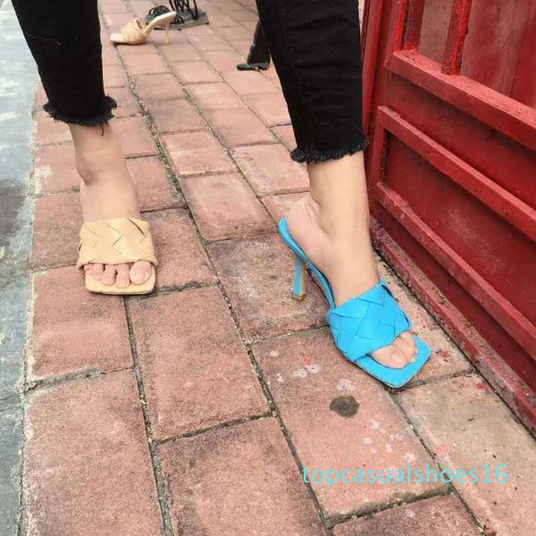 new square toe diamond woven blue leather mules high heel shoes woman madame nude high heel slippers party women shoes t16, Black
new square toe diamond woven blue leather mules high heel shoes woman madame nude high heel slippers party women shoes t16, Black