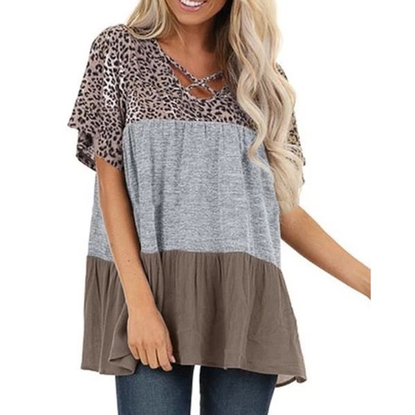 feitong t-shirt women clothing casual leopard printing short sleeve streetwear elegant shirts for female clothing top, White
feitong t-shirt women clothing casual leopard printing short sleeve streetwear elegant shirts for female clothing top, White