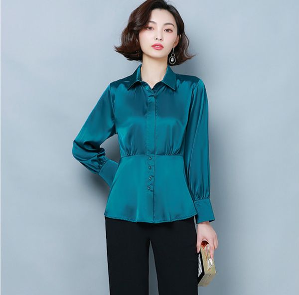 2020 vintage silk satin women's shirt lantern sleeve lapel neck plus size ladies fashion blouses loose casual office designer shirts, White
2020 vintage silk satin women's shirt lantern sleeve lapel neck plus size ladies fashion blouses loose casual office designer shirts, White