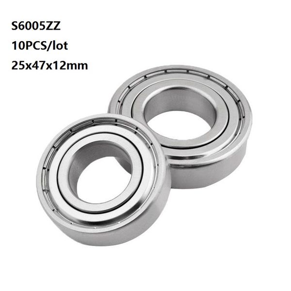 Image of 10pcs/lot S6005ZZ bearing 25*47*12mm S6005Z S6005 Z ZZ Stainless steel Deep Groove Ball bearing 25x47x12mm