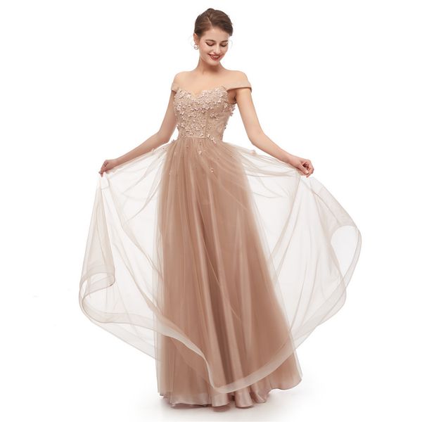 formal evening dresses 2019 lace appliques tulle long party gowns sweet off shoulder long prom dresses, Black
formal evening dresses 2019 lace appliques tulle long party gowns sweet off shoulder long prom dresses, Black