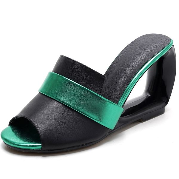 genuine leather outside woman colors slippers summer slides sandals mules wedges high heels shoes, Black
genuine leather outside woman colors slippers summer slides sandals mules wedges high heels shoes, Black