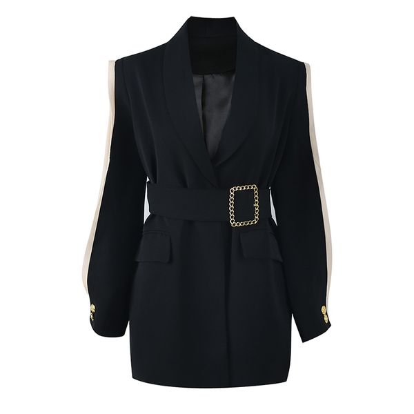 perhaps u women black patchwork pocket sash button long sleeve v neck blazer c0183, White;black
perhaps u women black patchwork pocket sash button long sleeve v neck blazer c0183, White;black