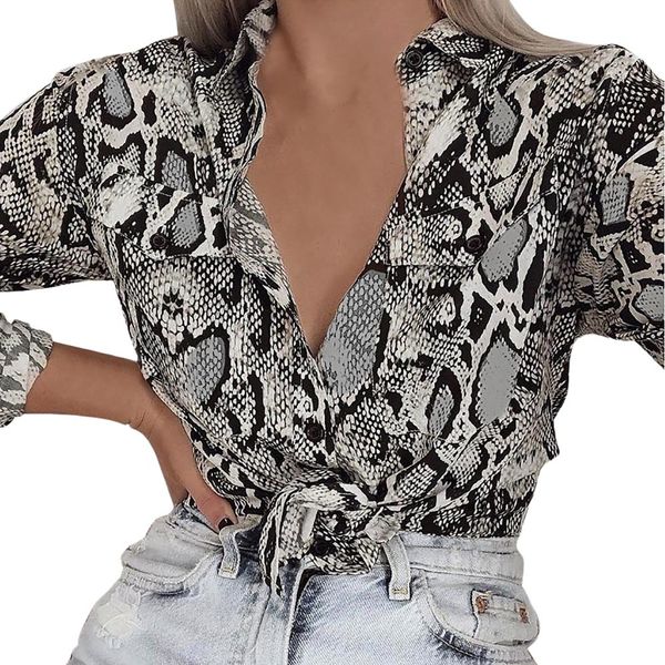 2019 womens and blouses vintage black snake print shirt womens long sleeve women v neck streetwear winter blouses for women, White
2019 womens and blouses vintage black snake print shirt womens long sleeve women v neck streetwear winter blouses for women, White