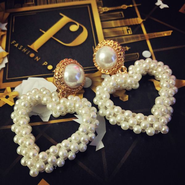 women korean trendy handmade pearls heart big drop pearl earrings jewelry for party gift, Silver
women korean trendy handmade pearls heart big drop pearl earrings jewelry for party gift, Silver