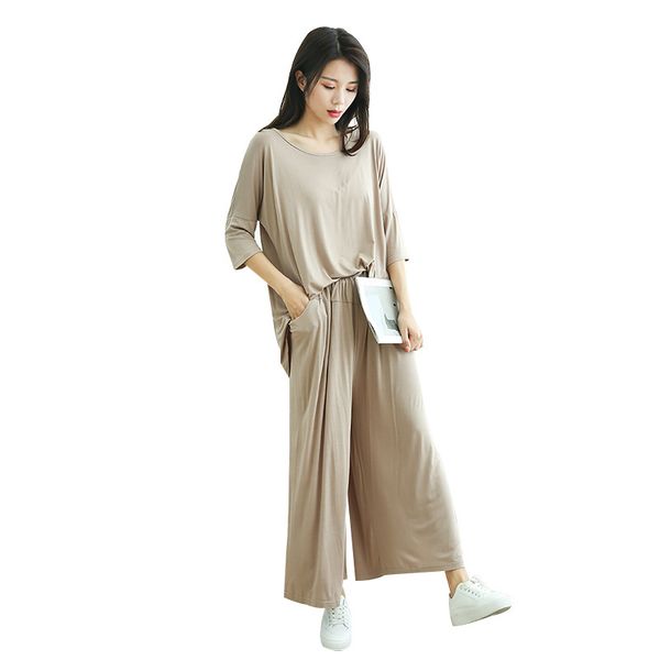 2020 2 piece set women loose t shirt + nine wide leg pants sleepwear two piece set women spring home wear sets casual cotton, White
2020 2 piece set women loose t shirt + nine wide leg pants sleepwear two piece set women spring home wear sets casual cotton, White